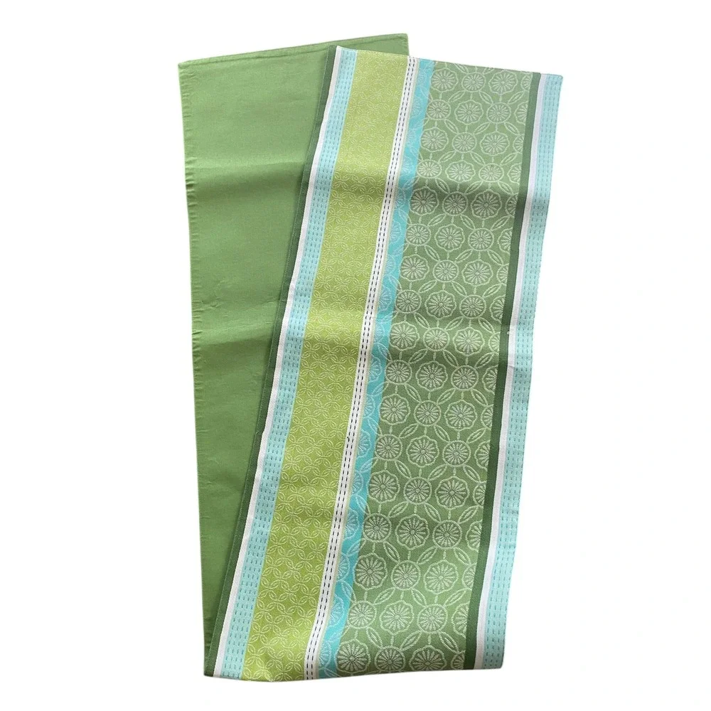 Green Floral Woven Tapestry Cotton Table Runner Spring Garden‎ Boho